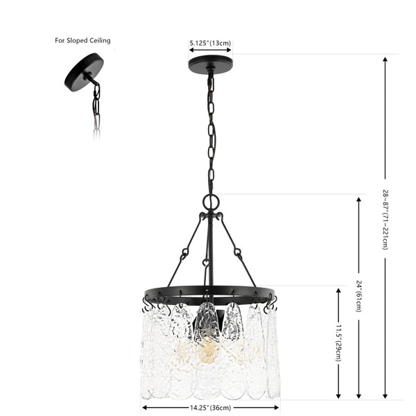 Safavieh THRYSSA, 3-Light Adjustable Chandelier in Black Iron & Clear Glass – Modern Elegance for Any Space CHA4055A