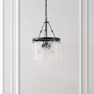 Safavieh THRYSSA, 3-Light Adjustable Chandelier in Black Iron & Clear Glass – Modern Elegance for Any Space CHA4055A