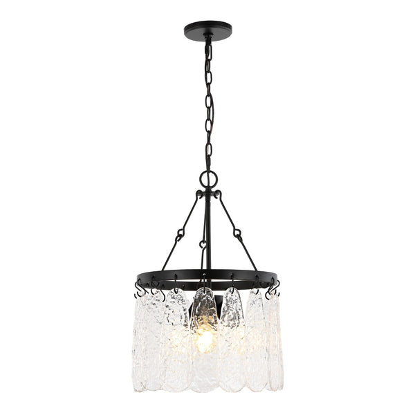 Safavieh THRYSSA, 3-Light Adjustable Chandelier in Black Iron & Clear Glass – Modern Elegance for Any Space CHA4055A