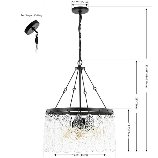 Safavieh SELENE, Modern 4-Light Chandelier in Black Iron with Clear Glass Shades – Stylish Illumination for Any Space CHA4056A