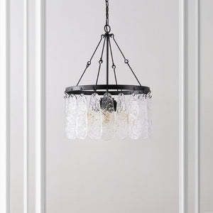 Safavieh SELENE, Modern 4-Light Chandelier in Black Iron with Clear Glass Shades – Stylish Illumination for Any Space CHA4056A