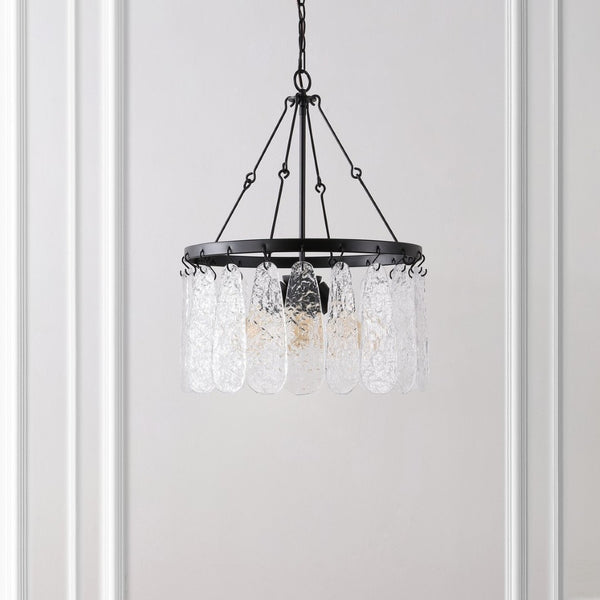 Safavieh SELENE, Modern 4-Light Chandelier in Black Iron with Clear Glass Shades – Stylish Illumination for Any Space CHA4056A