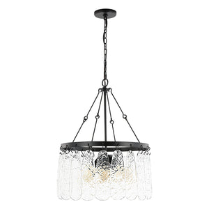 Safavieh SELENE, Modern 4-Light Chandelier in Black Iron with Clear Glass Shades – Stylish Illumination for Any Space CHA4056A