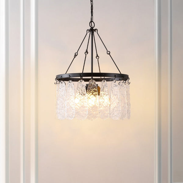 Safavieh SELENE, Modern 4-Light Chandelier in Black Iron with Clear Glass Shades – Stylish Illumination for Any Space CHA4056A