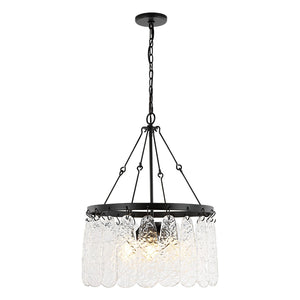 Safavieh SELENE, Modern 4-Light Chandelier in Black Iron with Clear Glass Shades – Stylish Illumination for Any Space CHA4056A