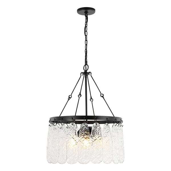 Safavieh SELENE, Modern 4-Light Chandelier in Black Iron with Clear Glass Shades – Stylish Illumination for Any Space CHA4056A