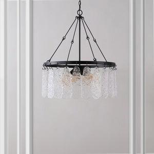 Safavieh AREMYTHIA, 6-Light Chandelier - Black & Clear Glass, Industrial Elegance for Modern Spaces CHA4057A