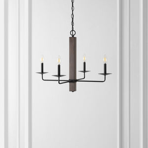 Safavieh Oakly 4Lt 24 Inch Chandelier Black / Walnut  CHA4059A
