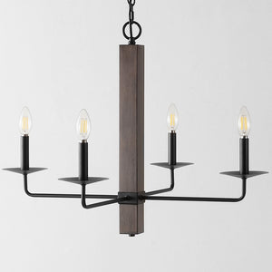 Safavieh Oakly 4Lt 24 Inch Chandelier Black / Walnut  CHA4059A