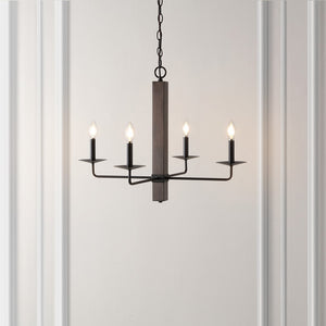 Safavieh Oakly 4Lt 24 Inch Chandelier Black / Walnut  CHA4059A