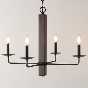 Safavieh Oakly 4Lt 24 Inch Chandelier Black / Walnut  CHA4059A