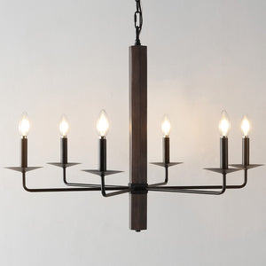 Safavieh PENBROOK, 6-Light Adjustable Chandelier - Modern Black and Walnut Iron Fixture for Any Space CHA4060A