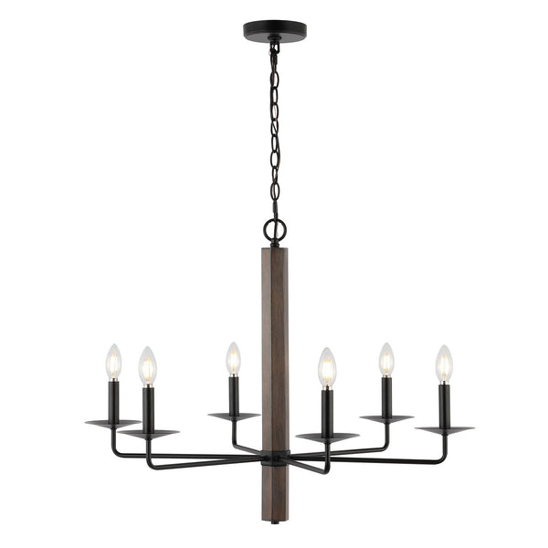 Penbrook 6-Light 32" Chandelier in Black and Walnut - Elegant Design for Stunning Home Decor