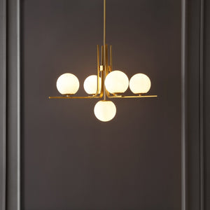 Safavieh LENORE, 5-Light Gold Iron Chandelier with Glass Accents - Adjustable Height for Elegant Spaces CHA4061A