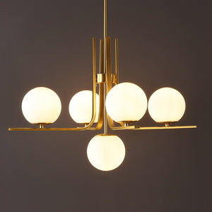 Safavieh LENORE, 5-Light Gold Iron Chandelier with Glass Accents - Adjustable Height for Elegant Spaces CHA4061A