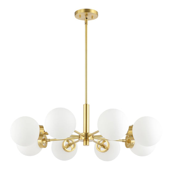 Safavieh PROSIE, 8-Light Extendable Chandelier in Gold Iron with Glass Accents for Elegant Interior Illumination CHA4062A