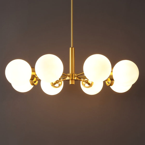 Safavieh PROSIE, 8-Light Extendable Chandelier in Gold Iron with Glass Accents for Elegant Interior Illumination CHA4062A