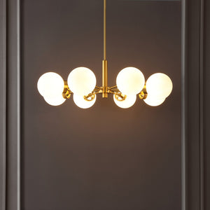 Safavieh PROSIE, 8-Light Extendable Chandelier in Gold Iron with Glass Accents for Elegant Interior Illumination CHA4062A