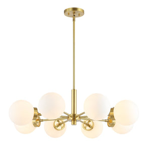 Safavieh PROSIE, 8-Light Extendable Chandelier in Gold Iron with Glass Accents for Elegant Interior Illumination CHA4062A