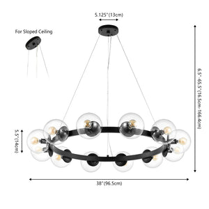 Safavieh RYLIAN, Elegant 12-Light Chandelier with Iron and Glass Design for Stunning Home Illumination Black CHA4063A