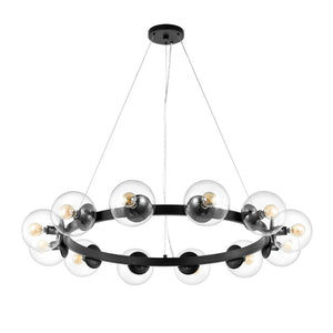 Safavieh RYLIAN, Elegant 12-Light Chandelier with Iron and Glass Design for Stunning Home Illumination Black CHA4063A