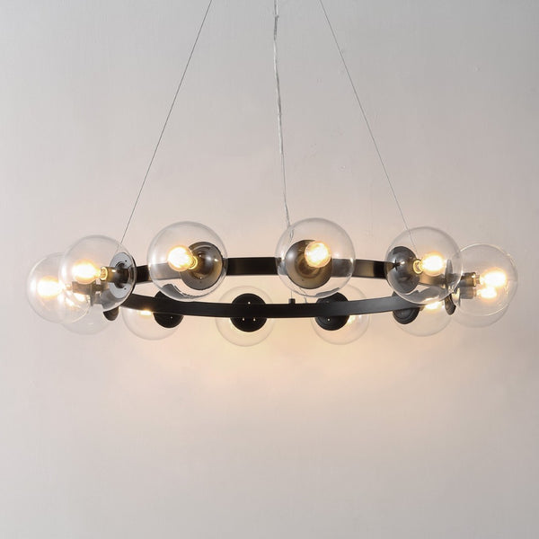 Safavieh RYLIAN, Elegant 12-Light Chandelier with Iron and Glass Design for Stunning Home Illumination Black CHA4063A