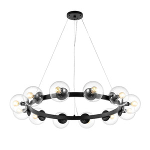 Safavieh RYLIAN, Elegant 12-Light Chandelier with Iron and Glass Design for Stunning Home Illumination Black CHA4063A