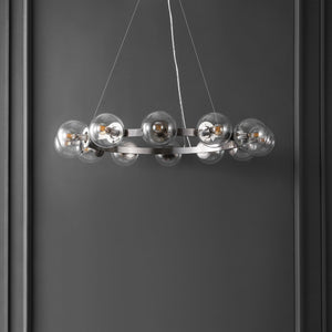 Safavieh RYLIAN, Elegant 12-Light Chandelier with Iron and Glass Design for Stunning Home Illumination Nickle CHA4063B