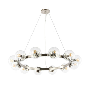 Safavieh RYLIAN, Elegant 12-Light Chandelier with Iron and Glass Design for Stunning Home Illumination Nickle CHA4063B