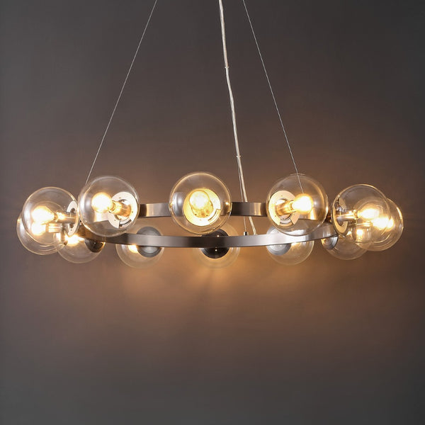 Safavieh RYLIAN, Elegant 12-Light Chandelier with Iron and Glass Design for Stunning Home Illumination Nickle CHA4063B