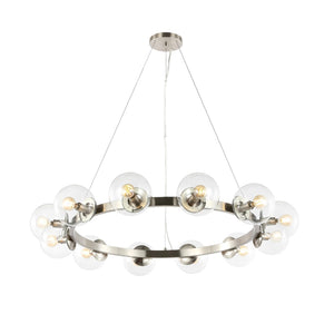 Safavieh RYLIAN, Elegant 12-Light Chandelier with Iron and Glass Design for Stunning Home Illumination Nickle CHA4063B