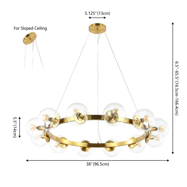 Safavieh RYLIAN, Elegant 12-Light Chandelier with Iron and Glass Design for Stunning Home Illumination Brass CHA4063C