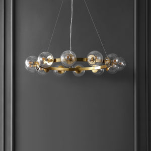 Safavieh RYLIAN, Elegant 12-Light Chandelier with Iron and Glass Design for Stunning Home Illumination Brass CHA4063C