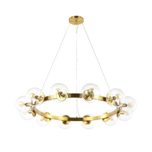 Safavieh RYLIAN, Elegant 12-Light Chandelier with Iron and Glass Design for Stunning Home Illumination Brass CHA4063C