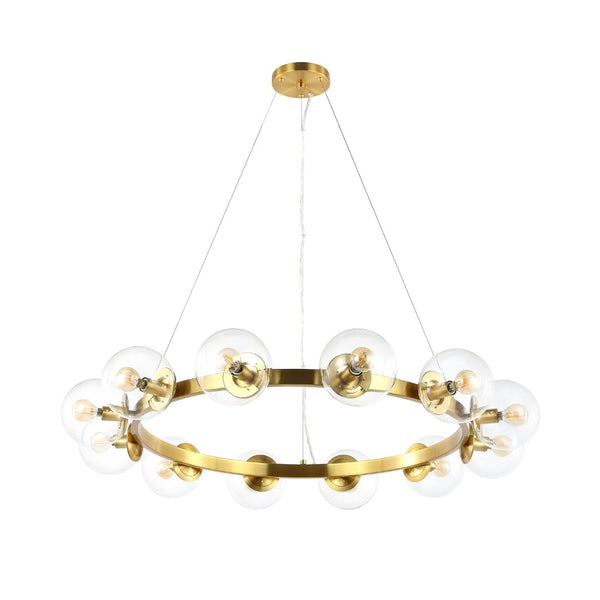 Safavieh RYLIAN, Elegant 12-Light Chandelier with Iron and Glass Design for Stunning Home Illumination Brass CHA4063C