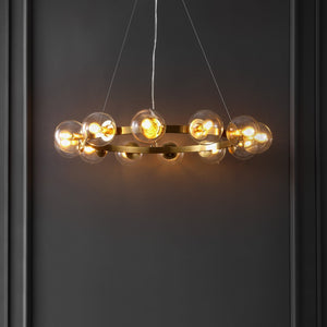 Safavieh RYLIAN, Elegant 12-Light Chandelier with Iron and Glass Design for Stunning Home Illumination Brass CHA4063C