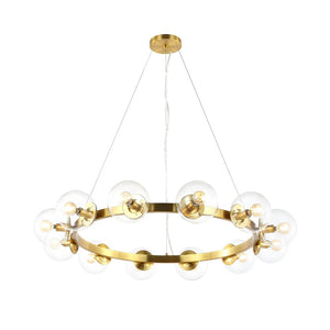 Safavieh RYLIAN, Elegant 12-Light Chandelier with Iron and Glass Design for Stunning Home Illumination Brass CHA4063C