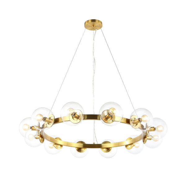 Safavieh RYLIAN, Elegant 12-Light Chandelier with Iron and Glass Design for Stunning Home Illumination Brass CHA4063C
