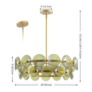 Safavieh Martini, 4-light 24-inch Green & Brass Glass/Metal Chandelier - Elegant Lighting Statement Piece Green ,Brass Metal + Glass Body Cha4064a