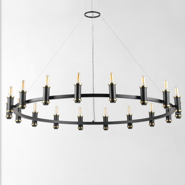 Safavieh Poitier, 18 Light, 46 Inch, Black/Brass, Iron Chandelier X23 Black / Brass 46" x 46" x 9-81"