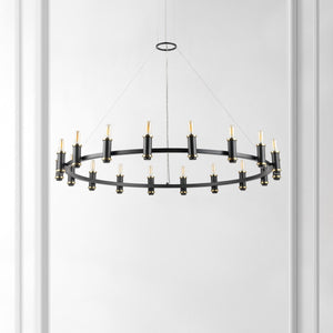 Safavieh Poitier, 18 Light, 46 Inch, Black/Brass, Iron Chandelier X23 Black / Brass 46" x 46" x 9-81"