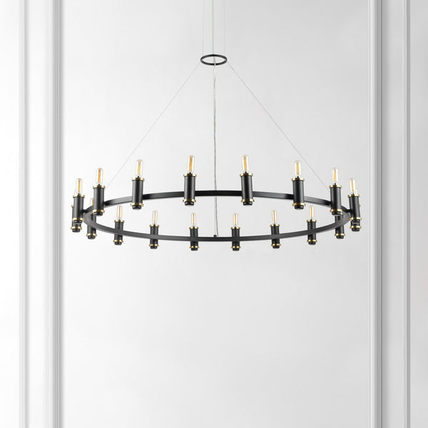 Safavieh Poitier, 18 Light, 46 Inch, Black/Brass, Iron Chandelier X23 Black / Brass 46" x 46" x 9-81"