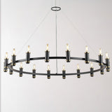 Safavieh Poitier, 18 Light, 46 Inch, Black/Brass, Iron Chandelier X23 Black / Brass 46" x 46" x 9-81"