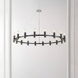 Safavieh Poitier, 18 Light, 46 Inch, Black/Brass, Iron Chandelier X23 Black / Brass 46" x 46" x 9-81"