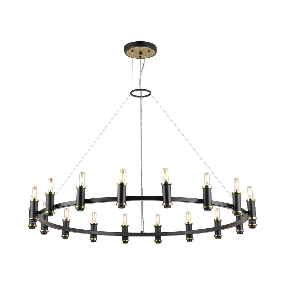 Safavieh Poitier, 18 Light, 46 Inch, Black/Brass, Iron Chandelier X23 Black / Brass 46" x 46" x 9-81"