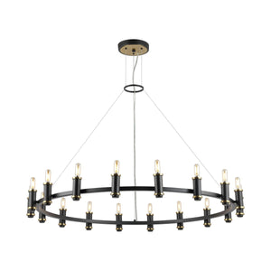 Safavieh Poitier, 18 Light, 46 Inch, Black/Brass, Iron Chandelier X23 Black / Brass 46" x 46" x 9-81"