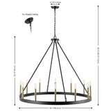 Safavieh Taelor 12 Lt 42 Inch Chandelier XII23 Matte Black / Gold  CHA4066A