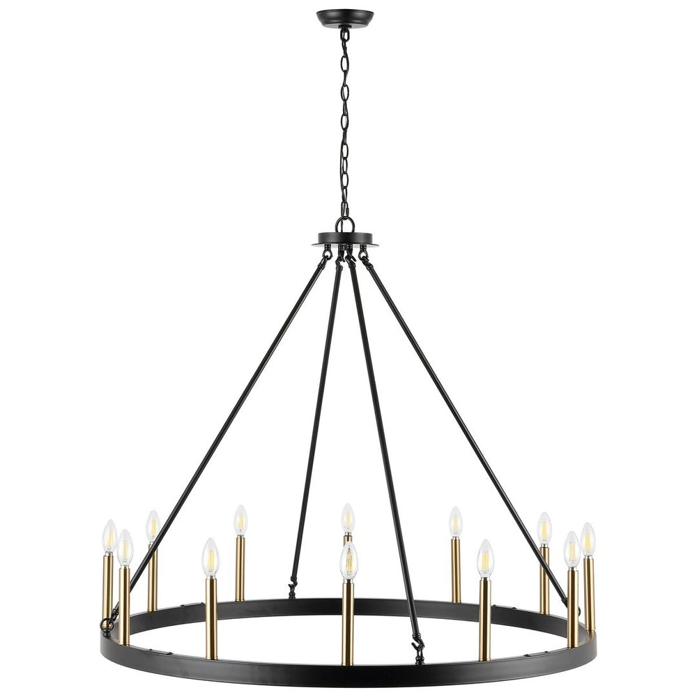 Safavieh Taelor 12 Lt 42 Inch Chandelier XII23 Matte Black / Gold  CHA4066A