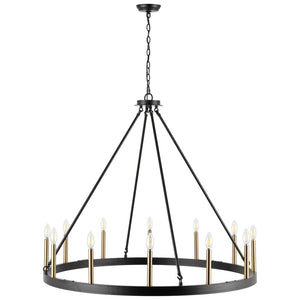 Safavieh Taelor 12 Lt 42 Inch Chandelier XII23 Matte Black / Gold  CHA4066A