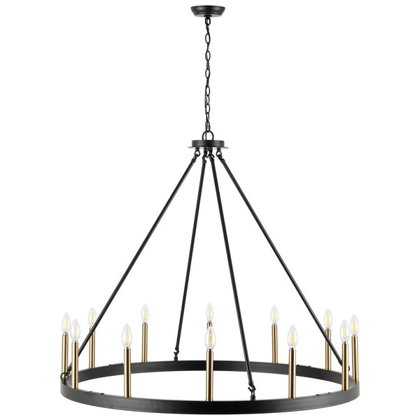 Safavieh Taelor 12 Lt 42 Inch Chandelier XII23 Matte Black / Gold  CHA4066A
